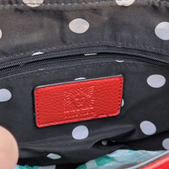 Anne Klein Red Pebbled Leather Shoulder Bag – Triple Compartment Tote - Picture 5 of 8